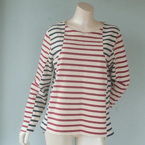 Sophie Hulme Burgundy Stripe Nautical Breton Top - Picture 5 of 10